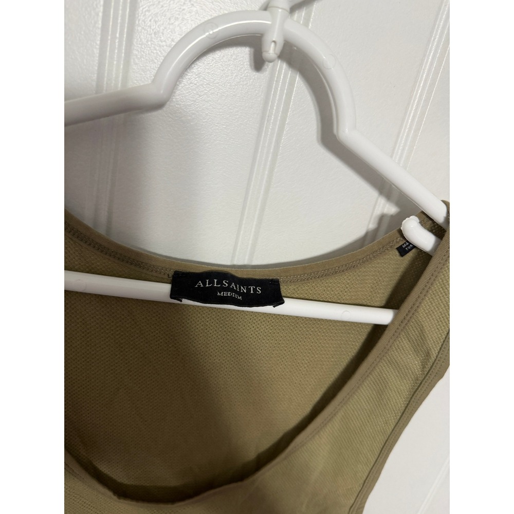 AllSaints Tank Top Mens Medium Hope Springs Infernal Graphic Olive Green EUC - Picture 2 of 6